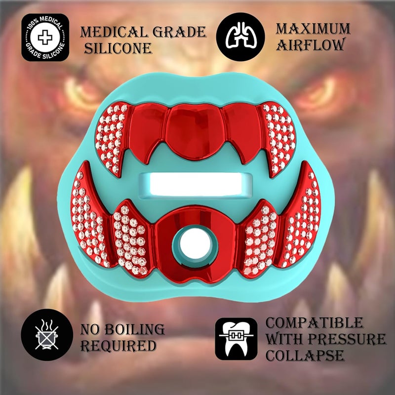 LeCool Football Mouth Guard with Connected Strap- 3D Beast Chrome Adult and Youth Mouth Guard-Mouth Piece for Sports for Maximum Air Flow and Teeth Protection - Image 3